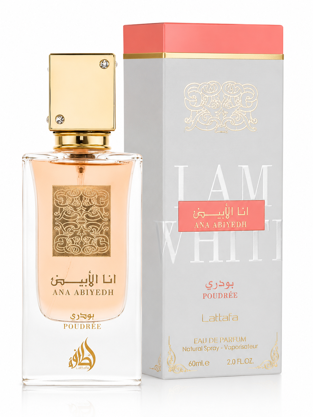 Lattafa Ana Abiyedh Coral (Poudree) for Unisex Eau de Parfum – 2.0 Ounce / 60 ml