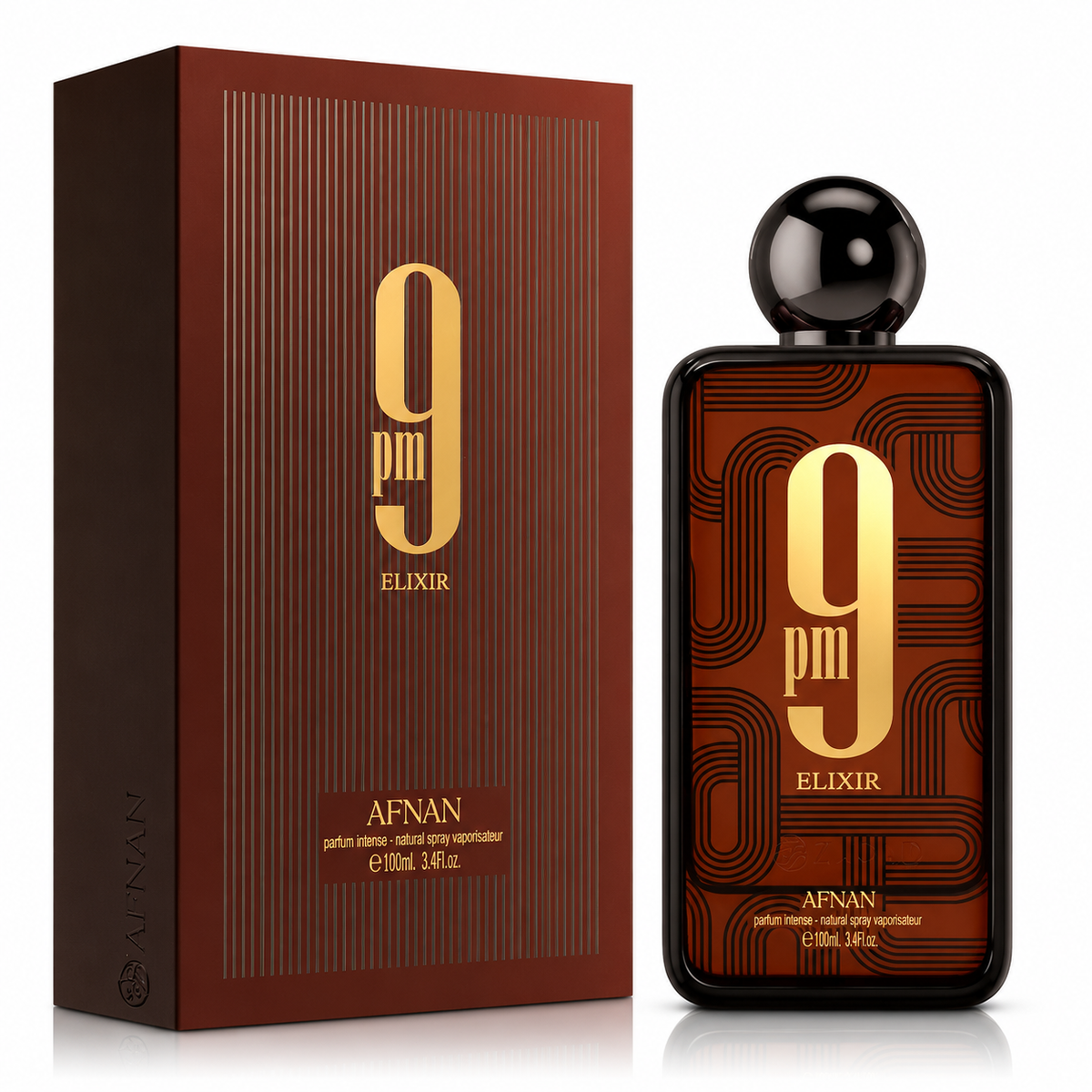 Afnan 9 PM Elixir Unisex Extrait de Parfum Spray – 3.4 Ounce / 100 ml