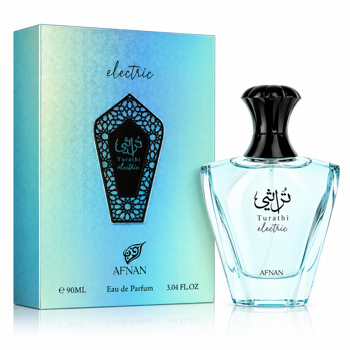 Afnan Turathi Electric Unisex Eau de Parfum Spray – 3.04 Ounce / 90 ml