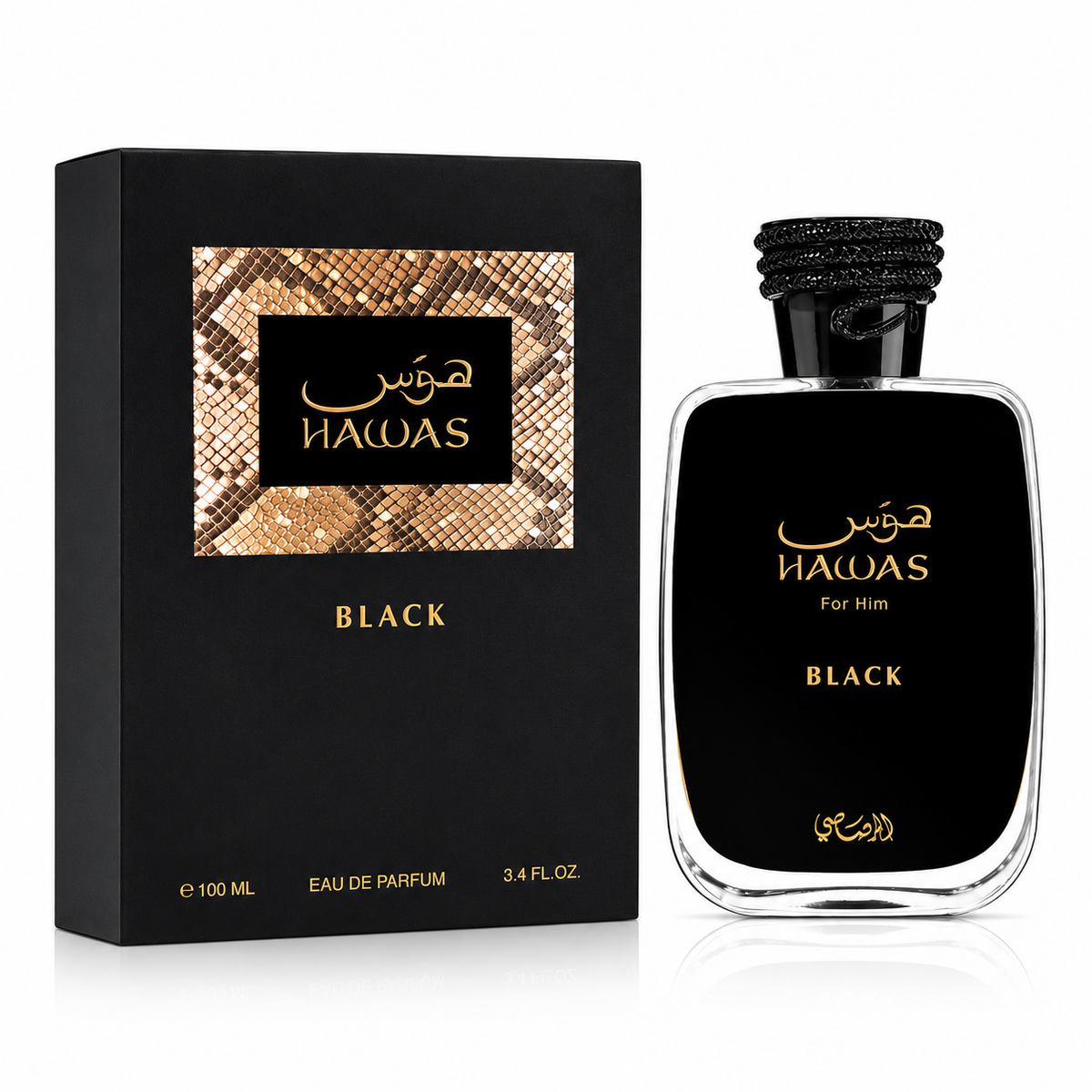 Rasasi Hawas Black for Men Eau de Parfum Spray – 3.4 Ounce / 100 ml