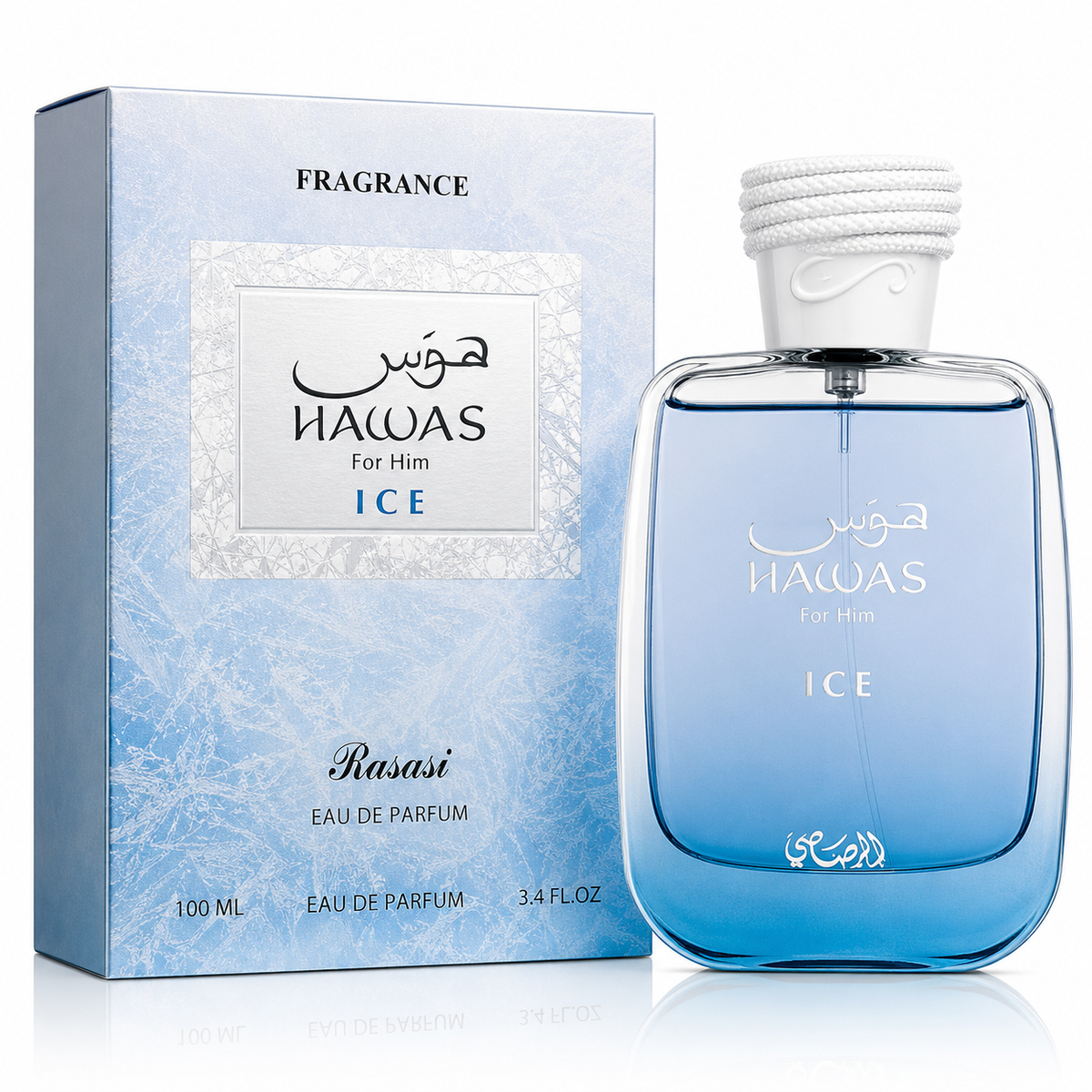 Rasasi Hawas Ice for Men Eau de Parfum Spray – 3.4 Ounce / 100 ml