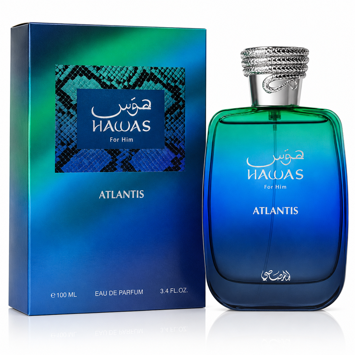 Rasasi Hawas Atlantis for Men Eau de Parfum Spray – 3.4 Ounce / 100 ml