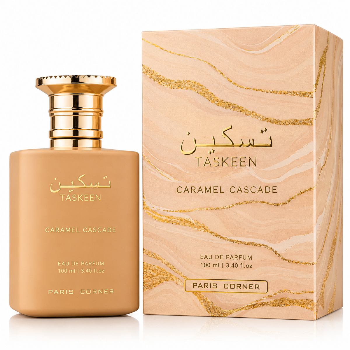 Paris Corner Taskeen Caramel Cascade Eau de Parfum for Unisex – 3.40 Ounce / 100 ml