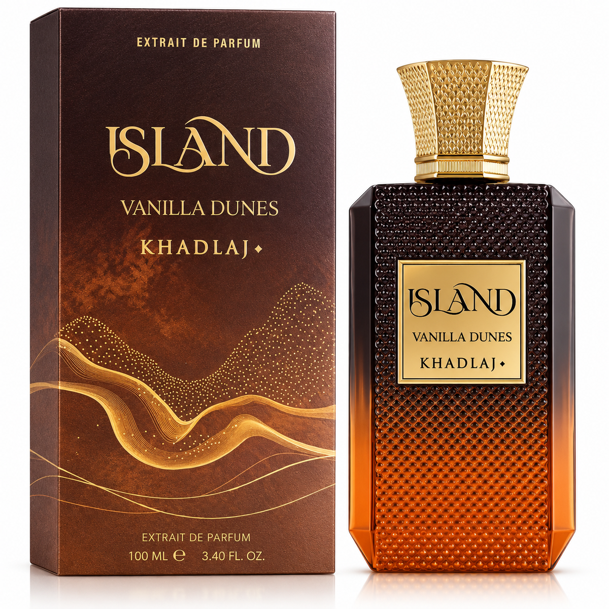 Khadlaj Island Vanilla Dunes Extrait de Parfum for Women & Men – 3.40 Ounce / 100 ml